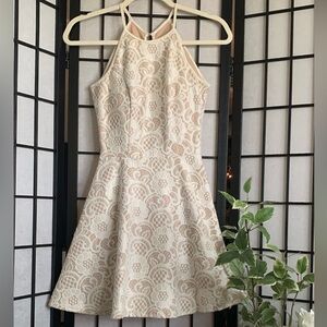 Lace Halter Dress in Cream and Tan - XS/S 🤎